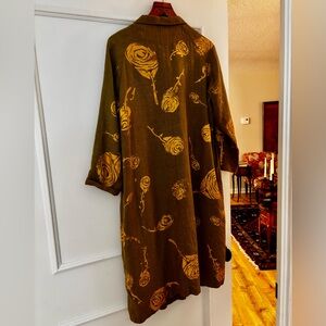 Fog Linen Work Topper Coat Art-to-Wear ArtisanalGold Screenprint (M) #Fridakahlo